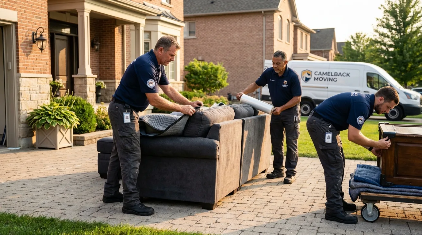 Large estate moving crew wrapping furniture in Haymarket, VA