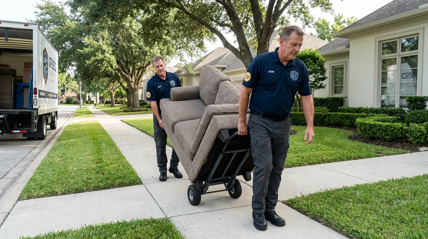 Local residential moving crew loading furniture in Haymarket, VA