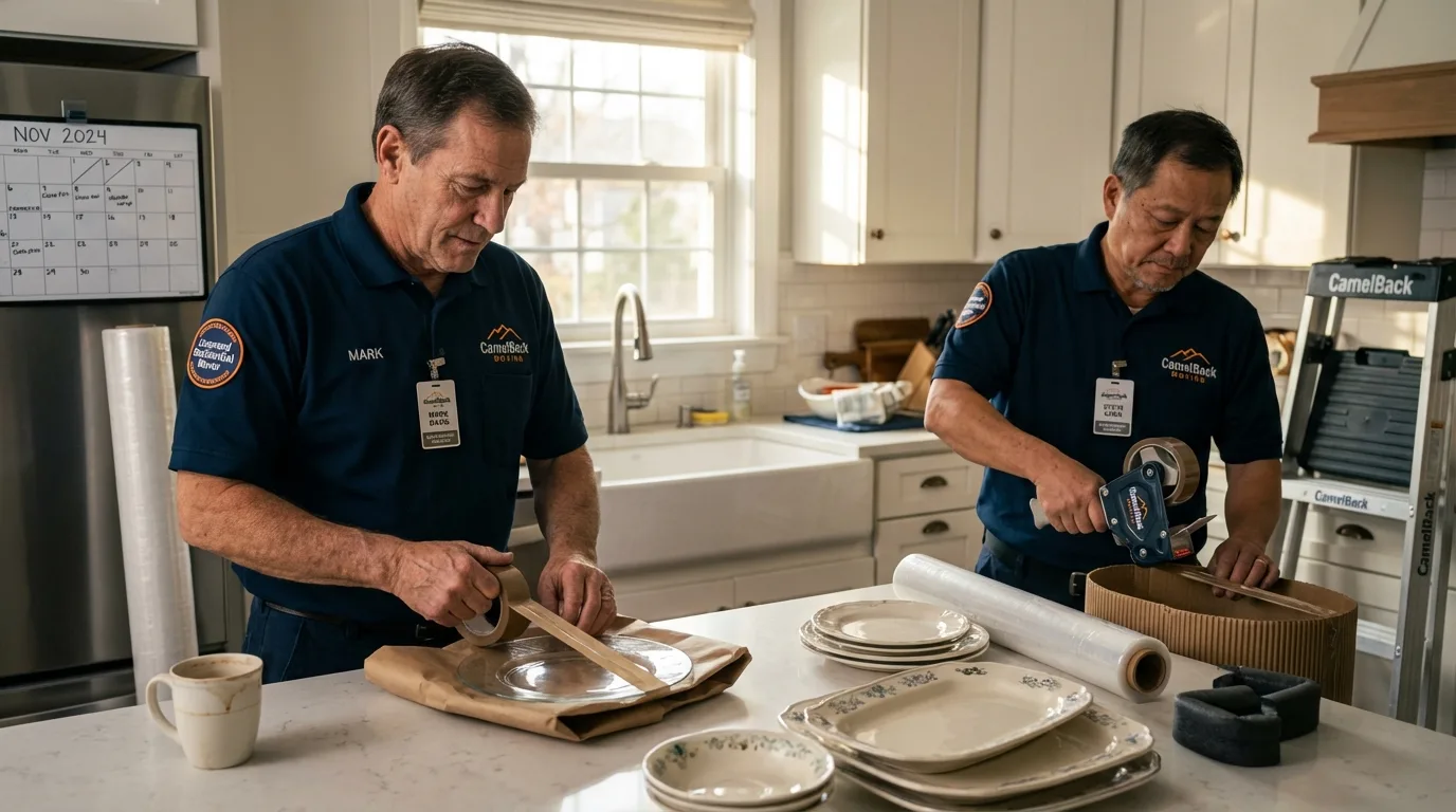 Professional crew packing kitchen dishware in Haymarket, VA